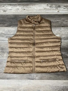 Vintage Lauren Ralph Lauren Green Tag Brown Nano Puff Puffer Bubble Vest L - Picture 1 of 5