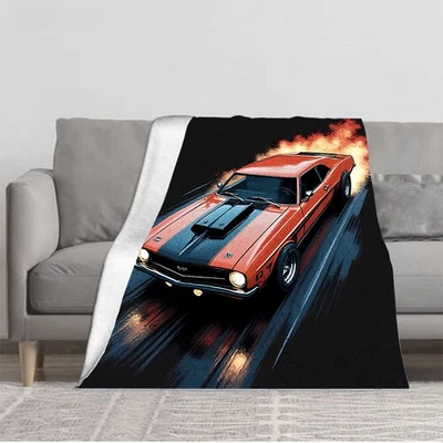Durable Soft and Warm Flannel Blanket - Cozy Red and Black Racing Stripe Design - Image 1 of 4