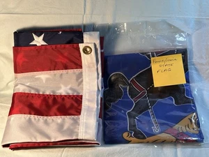 Pennsylvania Staatsflagge & amerikanische Flagge Kombination ~ 3 x 5 ~ Ösen Nylon brandneu - Bild 1 von 3