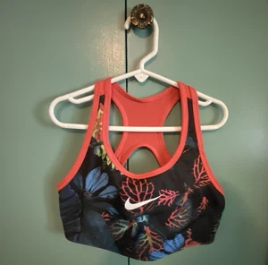 Damen Nike Wende Sport BH Größe SM Racerback FLORAL/ORANGE - Bild 1 von 5