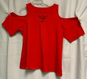 Torrid Damen Gr. 5X rot/orange schulterfreies Strickoberteil - Bild 1 von 3