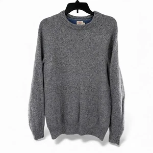 Faherty Sweater Mens M Gray Donegal Flecked Wool Alpaca Blend Ribbed Hem Cuffs - Picture 1 of 6