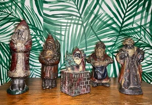 Antike schwere Bleiguss Weihnachten Weihnachtsmann Figuren 5 Stück - Bild 1 von 13