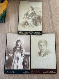 Viktorianische antike Studio Fotokarten. 3 Kinder. Black & White - Bild 1 von 9