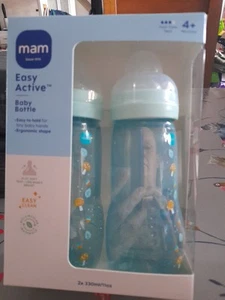 MAM Easy Active Baby Bottle, Fast Flow Twin Pack - 330 ml, Mint Green - Picture 1 of 7