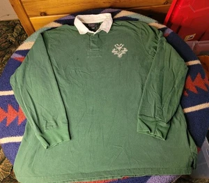 Polo vintage Ralph Lauren rugby polo uomo XXL verde manica lunga grande logo - Foto 1 di 7