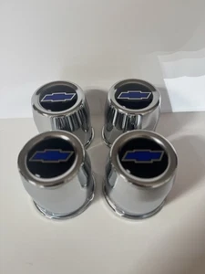 4 STEEL CENTER CAPS CHEVYBLUE 5 LUG WELD RACING WHEELS DRAG LITE 3.17 " OD - Picture 1 of 5