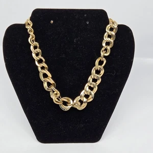 Vintage Chunky Double Link Gold Tone Chain Statement Necklace - Picture 1 of 3