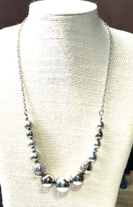 Juicy Couture Necklace Silver Tone Plated Plastic Bead Choker Lot 66B - Picture 1 of 3