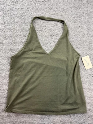 Camiseta sin mangas Universal Thread para mujer 2XL verde oliva halter cuello en V elástica informal Foto 1 de 4