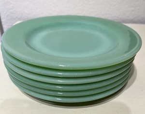 Jadite-Jadeite Fire King Ware Restaurant Salad/ Pie Plate 6 3/4" Lot Of 6 - Picture 1 of 12