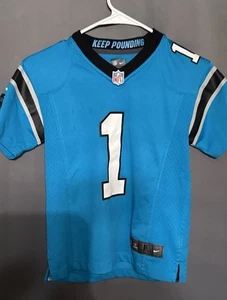Nike Youth Shirt Size Small  8 Carolina Panthers Cam Newton Jersey Blue - Picture 1 of 12