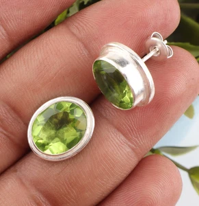 Gorgeous Peridot Gemstone 925 Sterling Silver Handamde Jewelry Earring For Women - Picture 1 of 3
