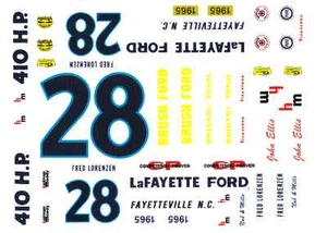 #28 Fred Lorenzen Lafayette Ford 1965 1/25th - 1/24th Scale Waterslide Decals - Picture 1 of 2