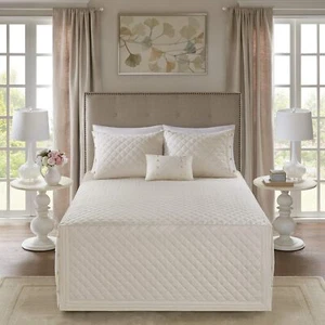 Madison Park 4 Piece Quilts Set Reversible Tailored 100% Cotton Fitted Bedspread - Picture 1 of 23