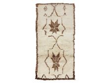 Moroccan Handmade Vintage Rug 2'6"x5'6" Berber Geometric Brown Wool Nomad Carpet
