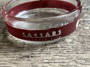 Caesars Palace Atlantic City Vintage Ashtray 3.5” X 1.25” Glass Painted Red - Picture 1 of 6