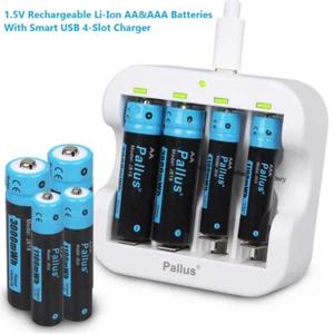 Pallus AA AAA Batteries 3500mWh 1.5V Rechargeable AA AAA Lithium Batteries Lot - Picture 1 of 22