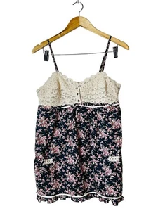 Vintage Xhilaration Floral Crochet Babydoll Top Cottage Y2K Boho Size Large - Picture 1 of 7