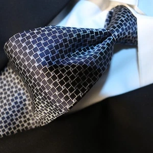 Ralph Lauren Krawatte dunkelblau silber weiß geometrisch 57 Zoll L x 3,75 Zoll B - Bild 1 von 11
