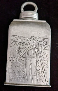 Vintage Hand-Etched Pewter Prismenkanne Jug, Wine Flask, Swiss or German - Picture 1 of 8