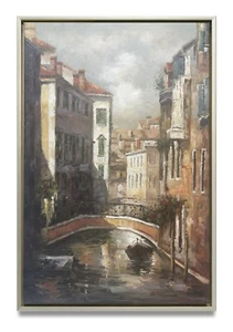 Hungryartist -Original Painting of Venice View on Canvas 24x36 Framed - Picture 1 of 6