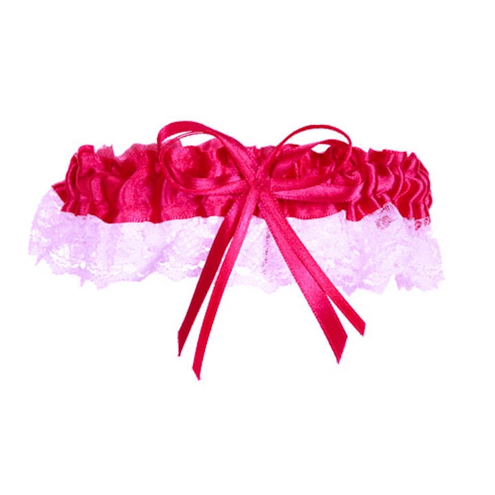 Victoria Lynn™ Garter - Fuchsia and White Lace with Bow - FAST US SHIPPER! - Image 1 of 1