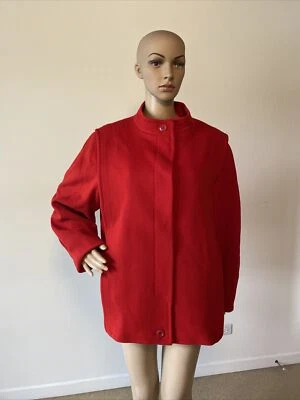 Vintage 1980’s International Scene Red 100% Pure Wool Coat Jacket Buttoned 15/16 - Image 1 of 4