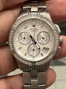 Bracelet Watch Women's Rotary Bridgewater Ladies Chronograph Silver Tone MOP - Picture 1 of 13