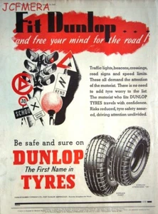 Anuncio de neumáticos de coche Dunlop 'FORT' 1937 #7 - impresión original de neumáticos Art Deco AD - Imagen 1 de 1