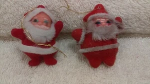 Christmas ornaments set of 2 chennile & felt Santa plastic faces Japan? OH2493 - Picture 1 of 4