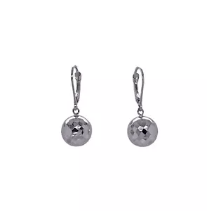 14K Gold Fancy Disco Ball Dangling White Gold Earrings - Picture 1 of 3