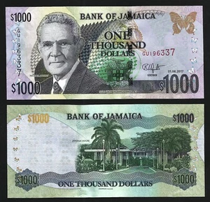 Jamaica 1000 Dollars 2017, UNC, P-86m - Picture 1 of 1