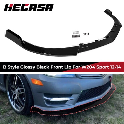 For Benz C Class W204 Sport 12-14 Glossy Black Front Bumper Lip Splitter Spoiler - Image 1 of 4