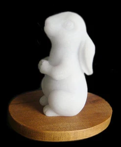 Hand-Carved BURMA WHITE GRADE "A" JADE Rabbit Sits Up Pretty Figurine Carving - Picture 1 of 5