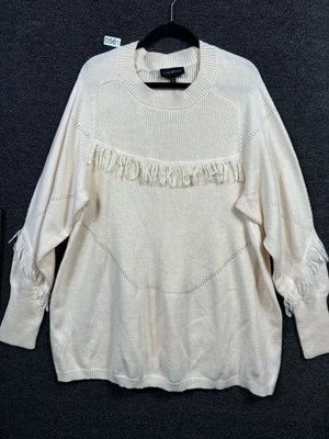 Suéter occidental Lane Bryant crema con flecos para mujer talla 26/28 cuello redondo nuevo con etiquetas Foto 1 de 4