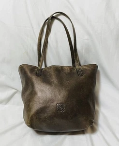 Vintage LOEWE Loewe Anagram Leather Tote Bag Handbag - Picture 1 of 7