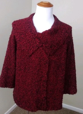 Jones New York Sweater Jacket Women 3X Red Cardigan Soft Cozy Sailor Collar - Image 1 of 4