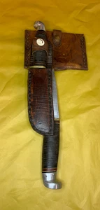 Vintage Western Boulder Knife and Hatchet Axe Combo With Leather Sheath - Picture 1 of 14