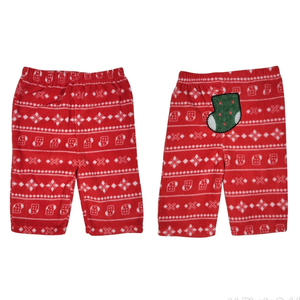 Baby Bon Bebe рождественские брюки для мальчиков размер 3/6 М красный белый флис чулок праздник - Изображение 1 из 4