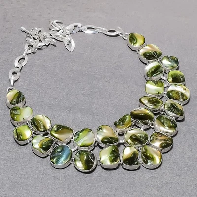 Ожерелье из зеленого перламутра ручной работы этнический подарок ювелирные изделия 18 дюймов SR 7089 - Изображение 1 из 4