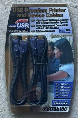 USB Premium Printer & Device Cables Stratitec Gold Plated - Image 1 of 4