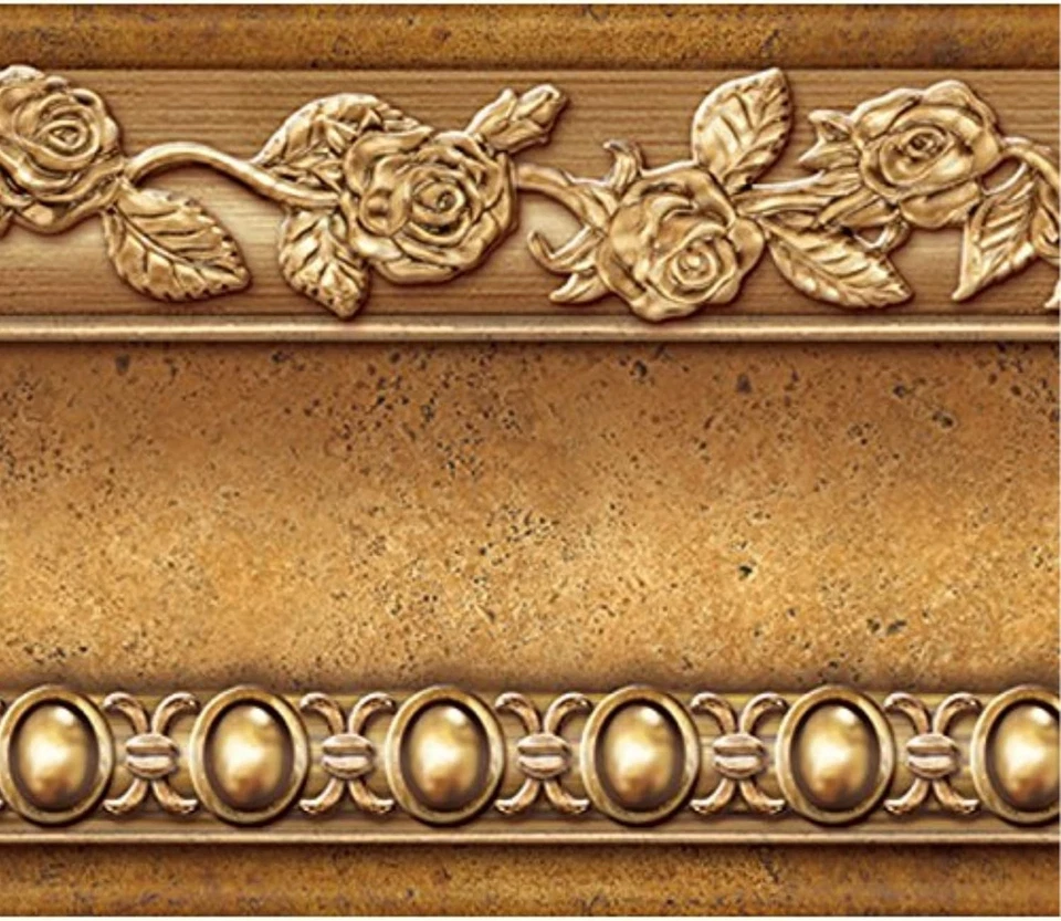 Dhf0 Flower Molding Peel and Stick Wall Border Easy to Apply (gold Brown) Fixpix