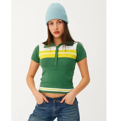 Camisa Polo Energie Gold Miss Sixty Mujer S Verde Argyle Golf Italia Y2K DE COLECCIÓN DEFECTOS Foto 1 de 4