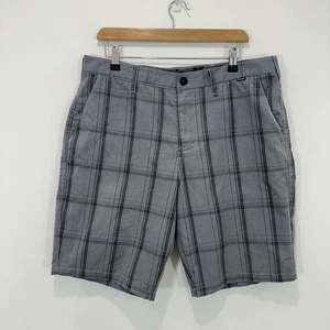 Hurley Nike Dri-Fit Shorts Men 34 Grey Check Mid Rise Zip Fly - Bild 1 von 13