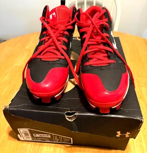 BOTINES DE BÉISBOL UNDER ARMOUR NUEVOS TALLA EE. UU. 8,5 ROJO, BLANCO, NEGRO - Imagen 1 de 7