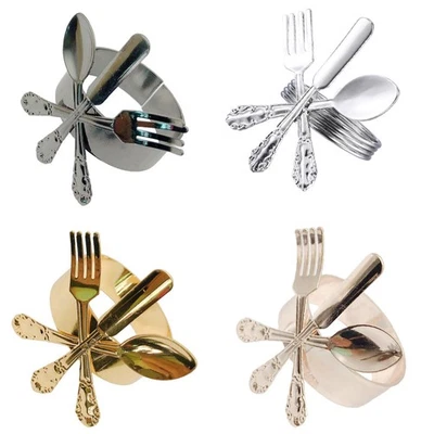  4 Pcs Anello Portatovagliolo Tovaglioli Da Tavola Anelli Fibbia Di Metallo - Immagine 1 di 4