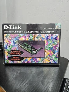D-Link DE-220PCT 10Mbps Combo 16-Bit Ethernet ISA Adapter-New Sealed Unopened - Picture 1 of 2
