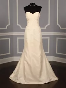 ANNE BARGE Bridal Wedding Dress Ivory Silk Lace Strapless Sheath Morelle Gown 10 - Picture 1 of 15