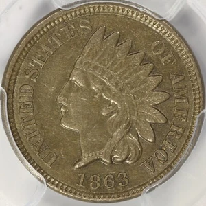 1863 1C Indian Head Cent- PCGS AU55 - Picture 1 of 4